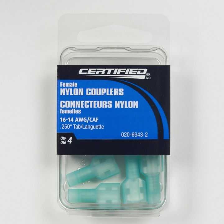 Zertifiziert, 93-6943 zertifizierter 16–14 AWG vollisolierter Nylon-Schnellverschluss, 0,250 Zoll, 4 Stück